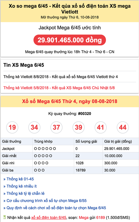 Thong ke Vietlott 10-8-2018 Thong ke Vietlott 10-8-2018